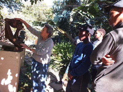 Maureen Quin explaining her work